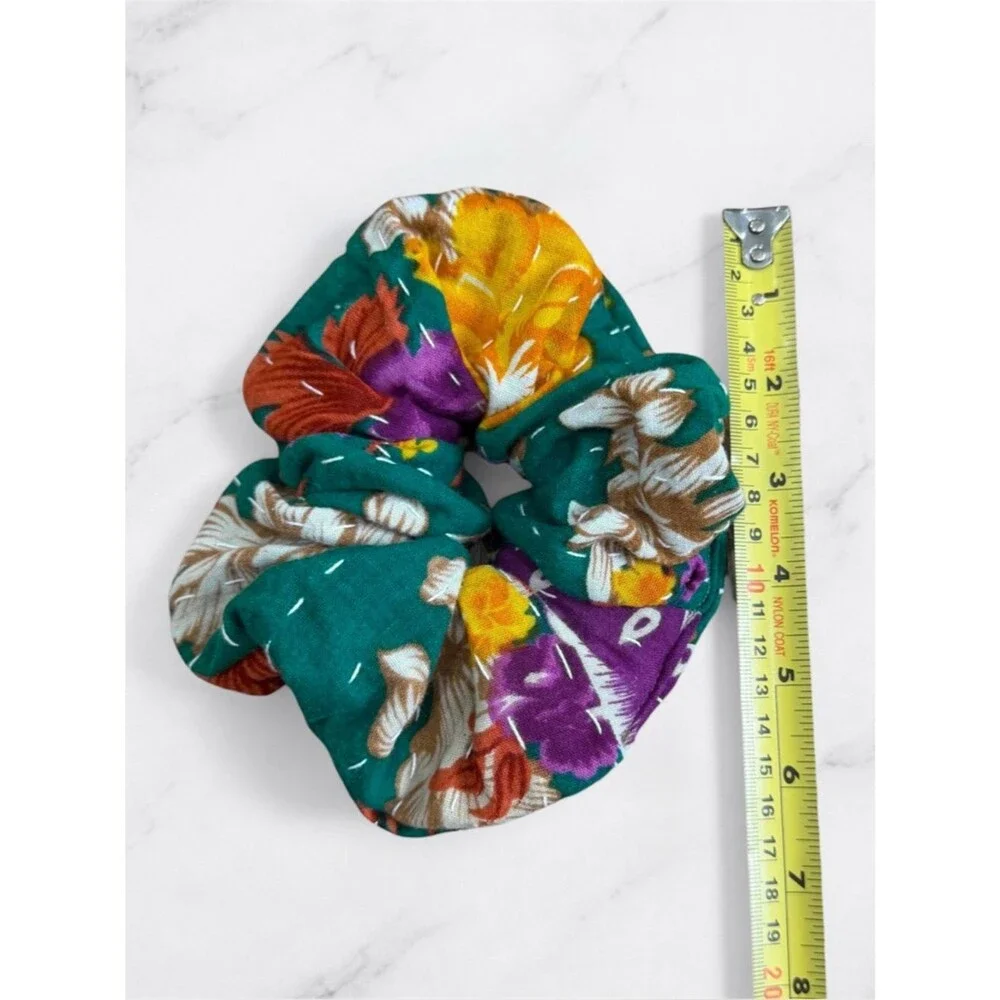 New Kantha Hair Scrunchie Multicolor Soft Cotton Boho Hippie Handmade